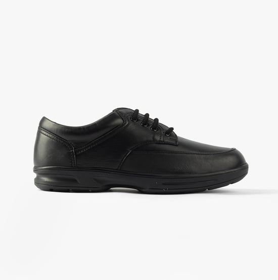 BRIAN Mens Leather Comfort Fit Lace-Up Shoes Black - Image 1