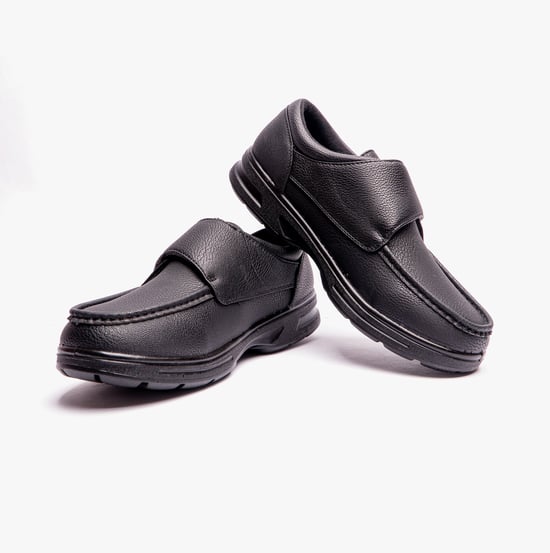 TONY Mens Touch Fasten Shoes Black - Image 5