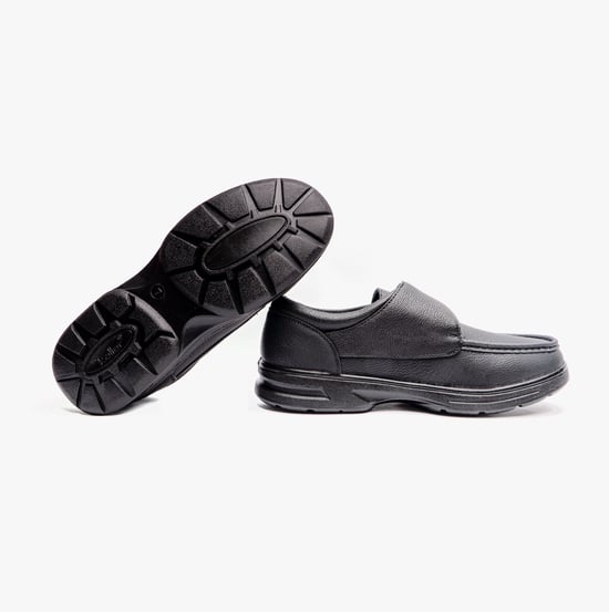 TONY Mens Touch Fasten Shoes Black - Image 4