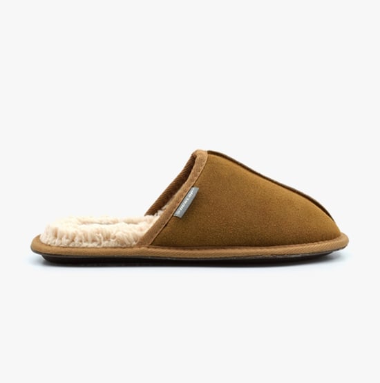 Dunlop TAYLOR Mens Suede Mule Slippers Cognac - Image 1