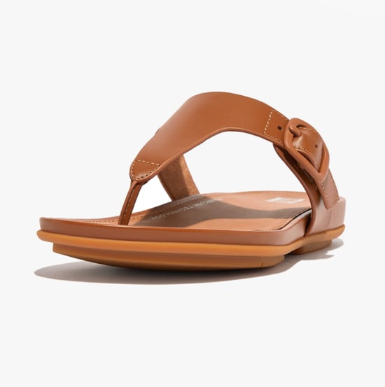 GRACIE RUBBER-BUCKLE LEATHER Womens Toe Post Light Tan - Image 2