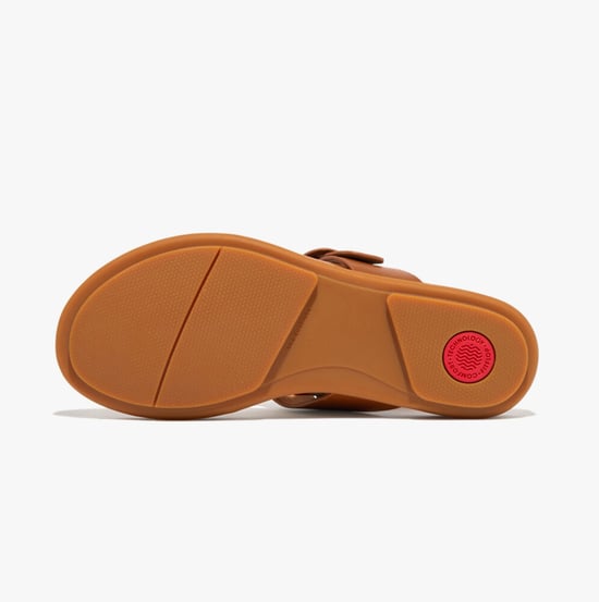 GRACIE RUBBER-BUCKLE LEATHER Womens Toe Post Light Tan - Image 5