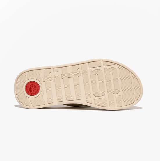 F-MODE BUCKLE SHIMMERLUX FLATFORM Womens Toe Post Platino - Image 5