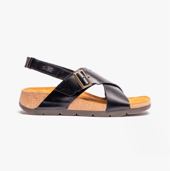 CHLO852FLY Ladies Slingback Crossover Sandals Black - Image 1