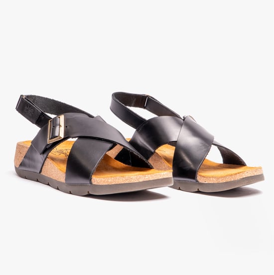 CHLO852FLY Ladies Slingback Crossover Sandals Black - Image 3
