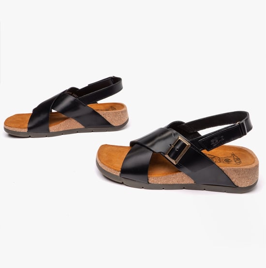 CHLO852FLY Ladies Slingback Crossover Sandals Black - Image 5