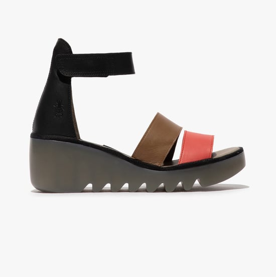 BONO290FLY Ladies Wedge Sandals Raspberry/Ground/Black - Image 1