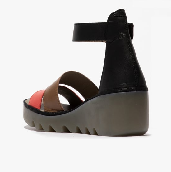 BONO290FLY Ladies Wedge Sandals Raspberry/Ground/Black - Image 3