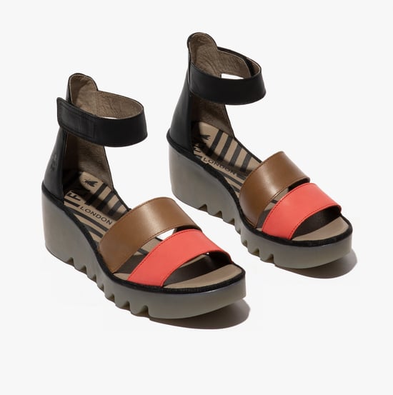 BONO290FLY Ladies Wedge Sandals Raspberry/Ground/Black - Image 2