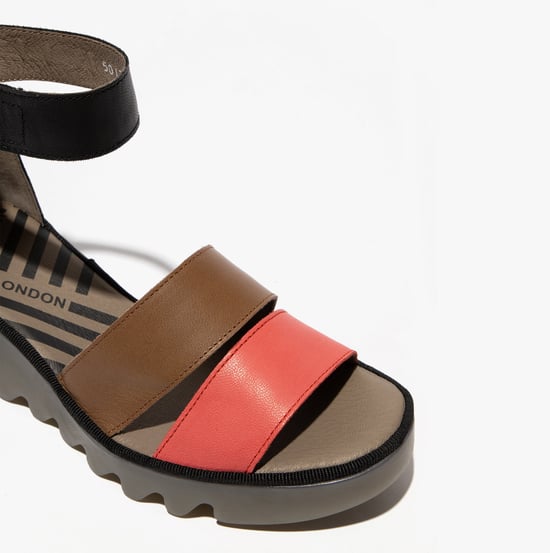 BONO290FLY Ladies Wedge Sandals Raspberry/Ground/Black - Image 4