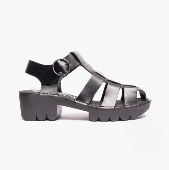 EMME511FLY Ladies Fisherman Sandals Black - Image 1