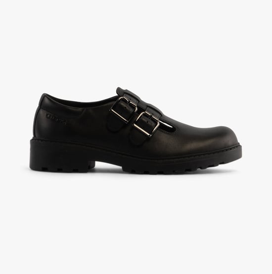 CASEY D Girls Leather Buckle School Shoes Black - Image 5