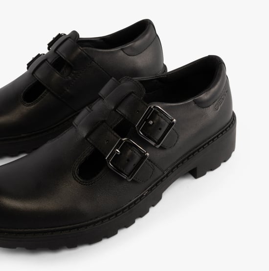 CASEY D Girls Leather Buckle School Shoes Black - Image 3