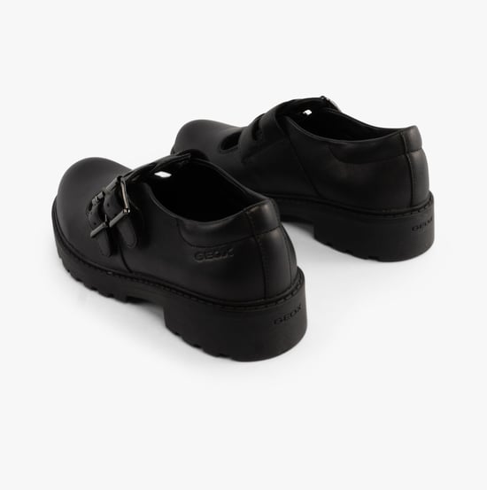 CASEY D Girls Leather Buckle School Shoes Black - Image 4