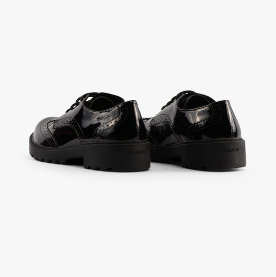 JR CASEY Girls Patent Brogue School Shoes Black - Image 5
