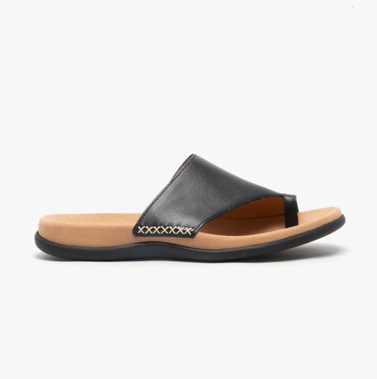LANZAROTE Ladies Leather Mule Sandals Black - Image 1