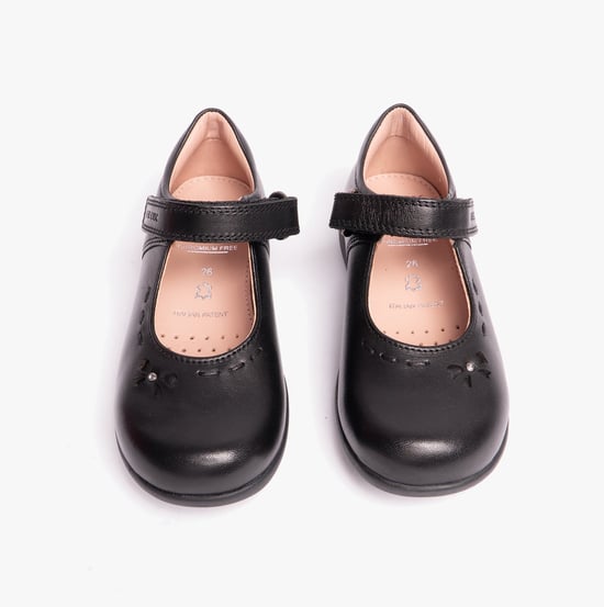 NAIMARA G A Girls Leather Touch Fasten School Shoes Black - Image 5