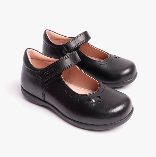 NAIMARA G A Girls Leather Touch Fasten School Shoes Black - Image 4