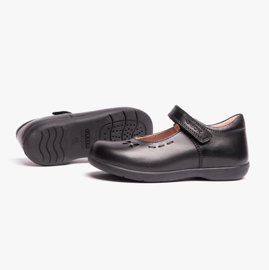 NAIMARA G A Girls Leather Touch Fasten School Shoes Black - Image 3