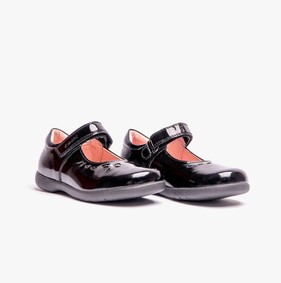 NAIMARA G A Girls Leather Touch Fasten School Shoes Patent Black - Image 3