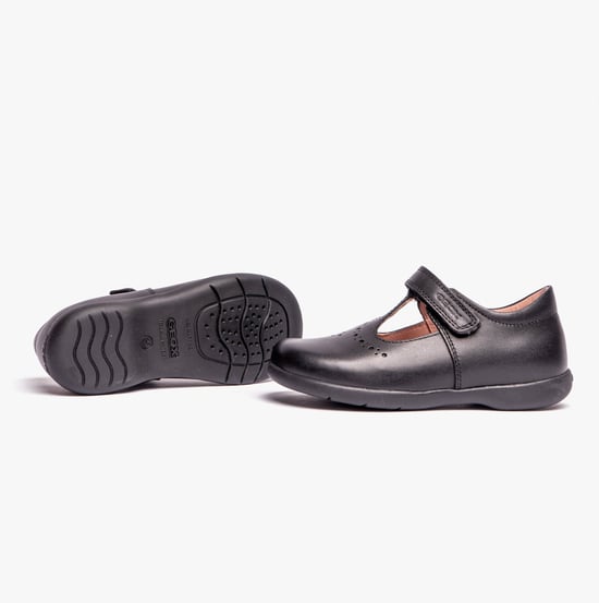 NAIMARA G B Girls Leather Touch Fasten School Shoes Black - Image 3