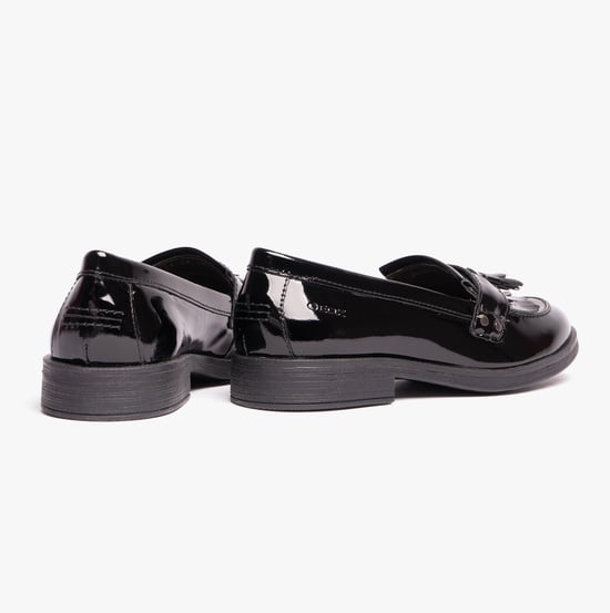 JR AGATA Girls Moccasin Tassel School Shoes Patent Black - Image 2