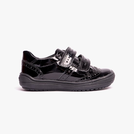 HADRIEL G G Girls Leather Touch Fasten School Shoes Patent Black - Image 2