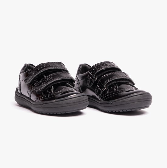 HADRIEL G G Girls Leather Touch Fasten School Shoes Patent Black - Image 3