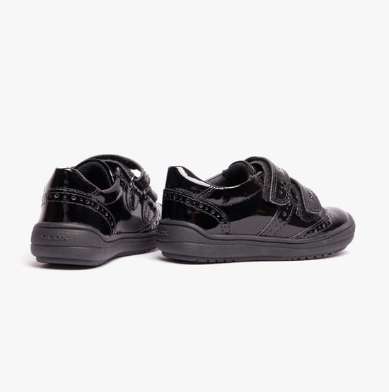 HADRIEL G G Girls Leather Touch Fasten School Shoes Patent Black - Image 4