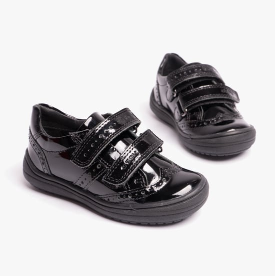 HADRIEL G G Girls Leather Touch Fasten School Shoes Patent Black - Image 5