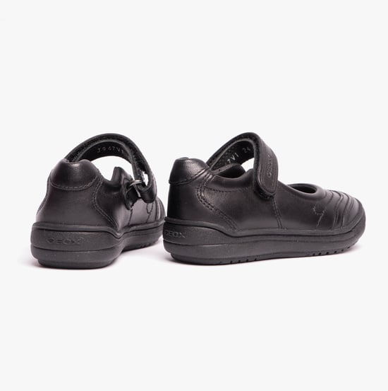 HADRIEL I Girls Leather Touch Fasten School Shoes Black - Image 3