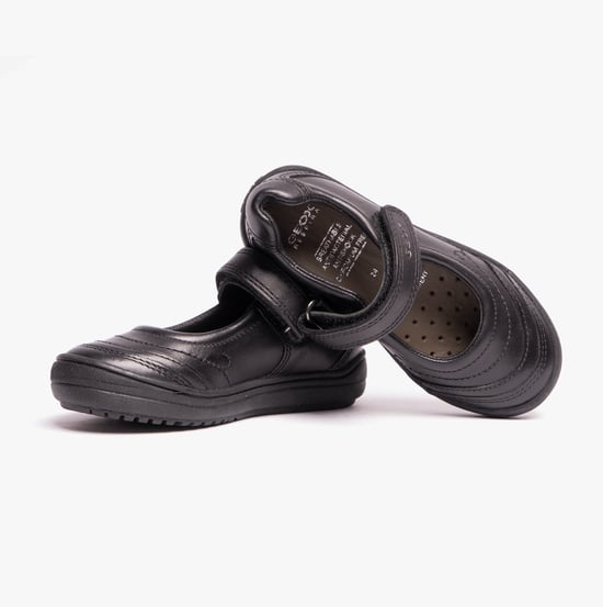 HADRIEL I Girls Leather Touch Fasten School Shoes Black - Image 5