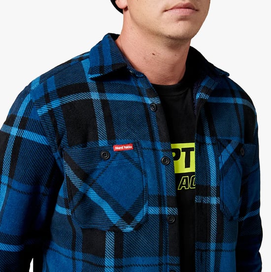 Hard Yakka QUILTED FLANNEL Heren Overhemdjack Blauw - Image 2