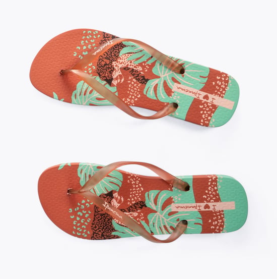 I LOVE SUN PRINT Womens Flip Flops Tan - Image 3