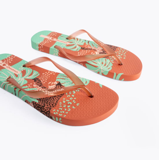 I LOVE SUN PRINT Womens Flip Flops Tan - Image 5