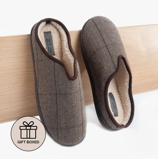 Jo & Joe HAMISH Mens Mule Slippers Dark Brown - Image 5