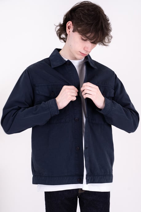 Navy Organic Cotton Relaxed Overshirt With Utility-Style Pockets - Image 5
