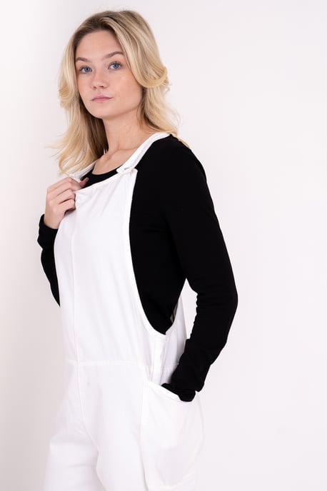 Ecru Organic Cotton Oversized Overall Dungarees - Image 4