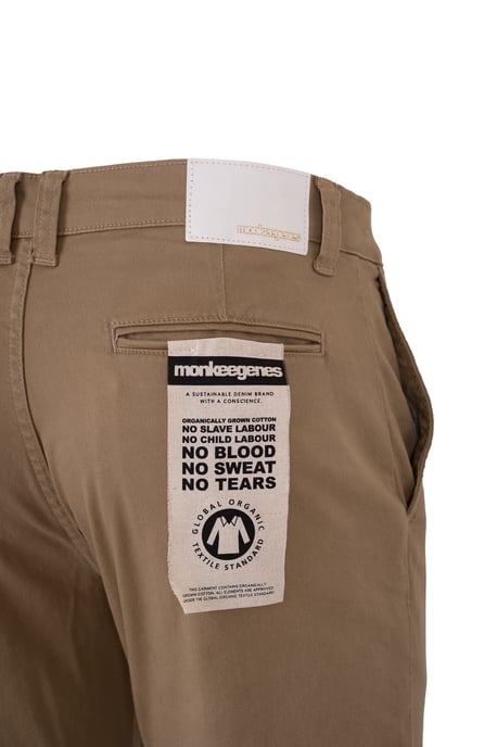 Beige Organic Cotton Blend Slim Fit Classic Chinos - Image 4