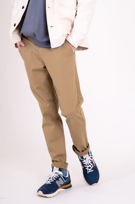 Beige Organic Cotton Blend Slim Fit Classic Chinos - Image 5