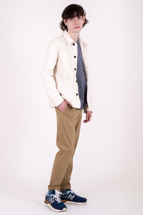 Beige Organic Cotton Blend Slim Fit Classic Chinos - Image 3