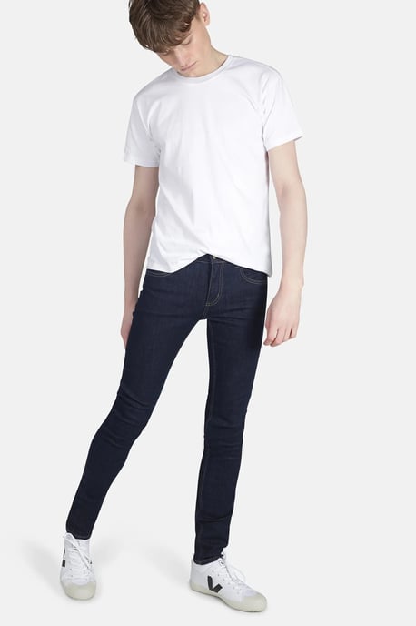 Dark Indigo Organic Cotton Skinny Fit Mid-Rise Denim Jeans - Image 3