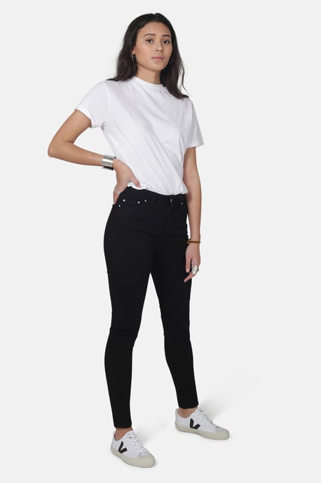 Black Organic Cotton Super Skinny Mid-Rise Denim Jeans - Image 1