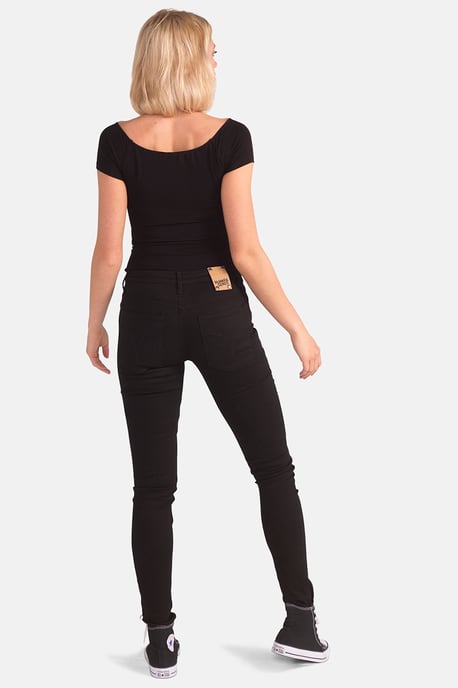 Black Organic Cotton Super Skinny Mid-Rise Denim Jeans - Image 4