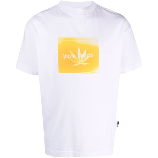 Palm Angels Leaf Logo Classic White T-Shirt - Image 1