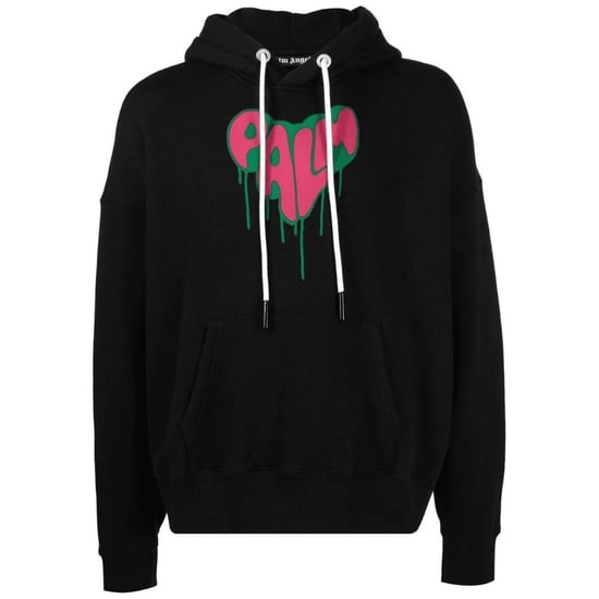 Palm Angels Spray Heart Design Black Hoodie - Image 1