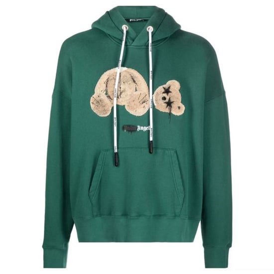 Palm Angels Kill The Bear Logo Forest Green Hoodie - Image 1