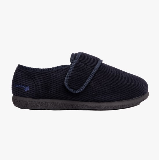 Padders OLIVER Mens Touch Fasten Full Slippers Navy - Image 1