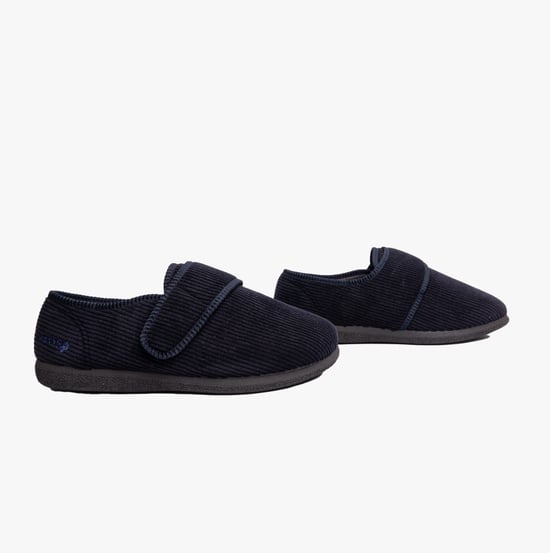 Padders OLIVER Mens Touch Fasten Full Slippers Navy - Image 2