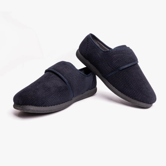 Padders OLIVER Mens Touch Fasten Full Slippers Navy - Image 5